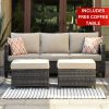 Kingston Beige Sofa With Ottoman (2) With Coffee Table