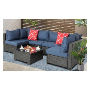 Sydney 7 Piece Modular Set - Blue Cushions