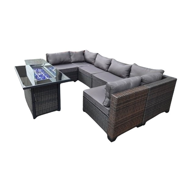 Logan 6 Piece Modular Sectional With Denver Fire Table - Image 4