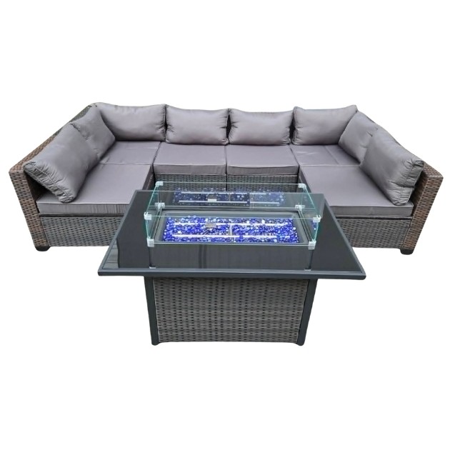 Logan 6 Piece Modular Sectional With Denver Fire Table - Image 3